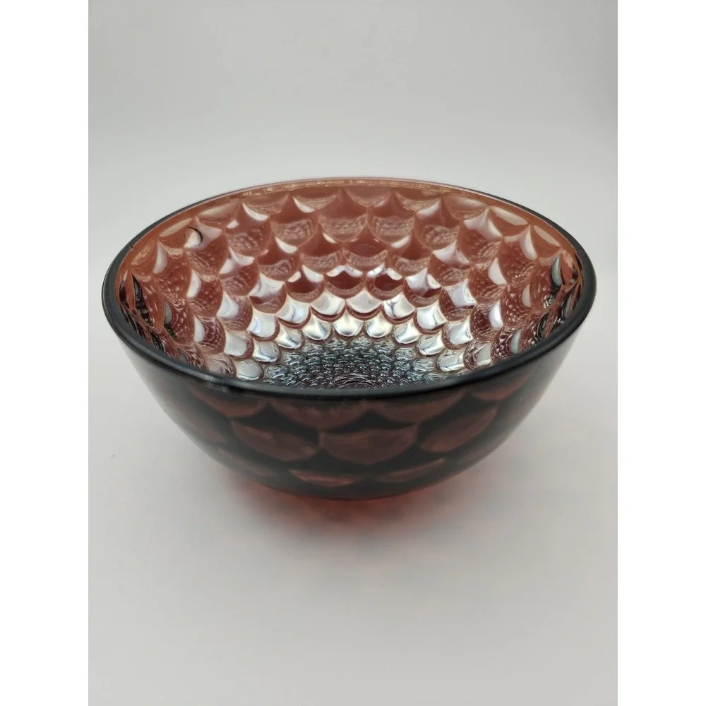 Antique Westmoreland Amethyst Carnival Glass Scales Pattern Bowl 1909 Iridescent